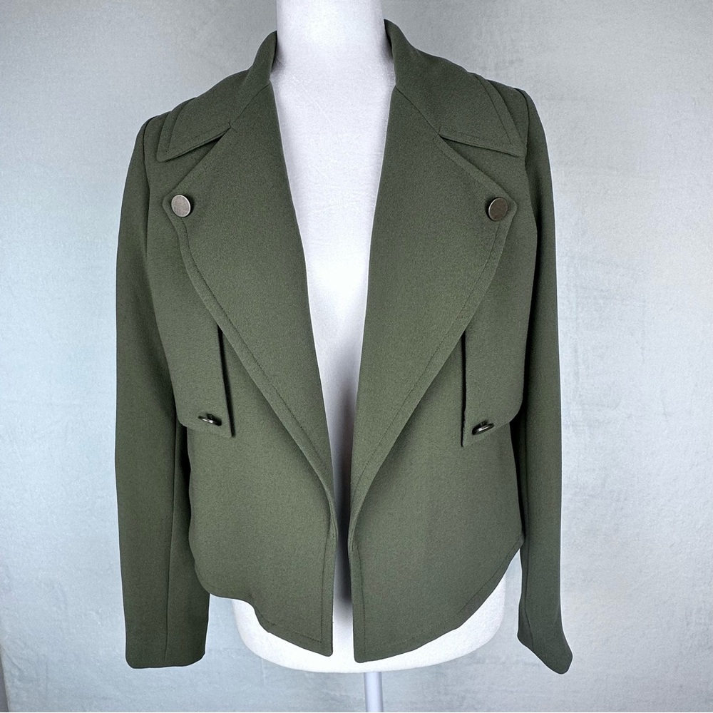 Madison Jules Olive Green Open Front Utility Trench Jacket Size XS